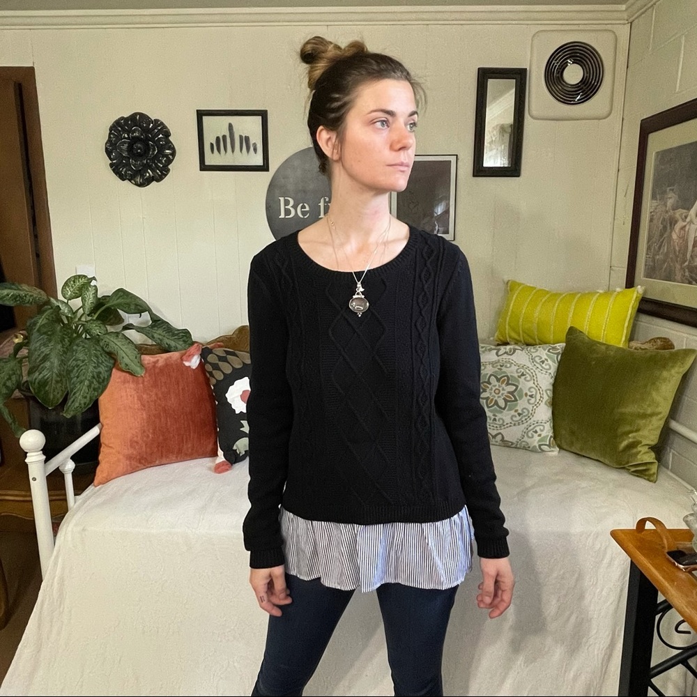 Crown & Ivy Knit Preppy Flounce hem pullover